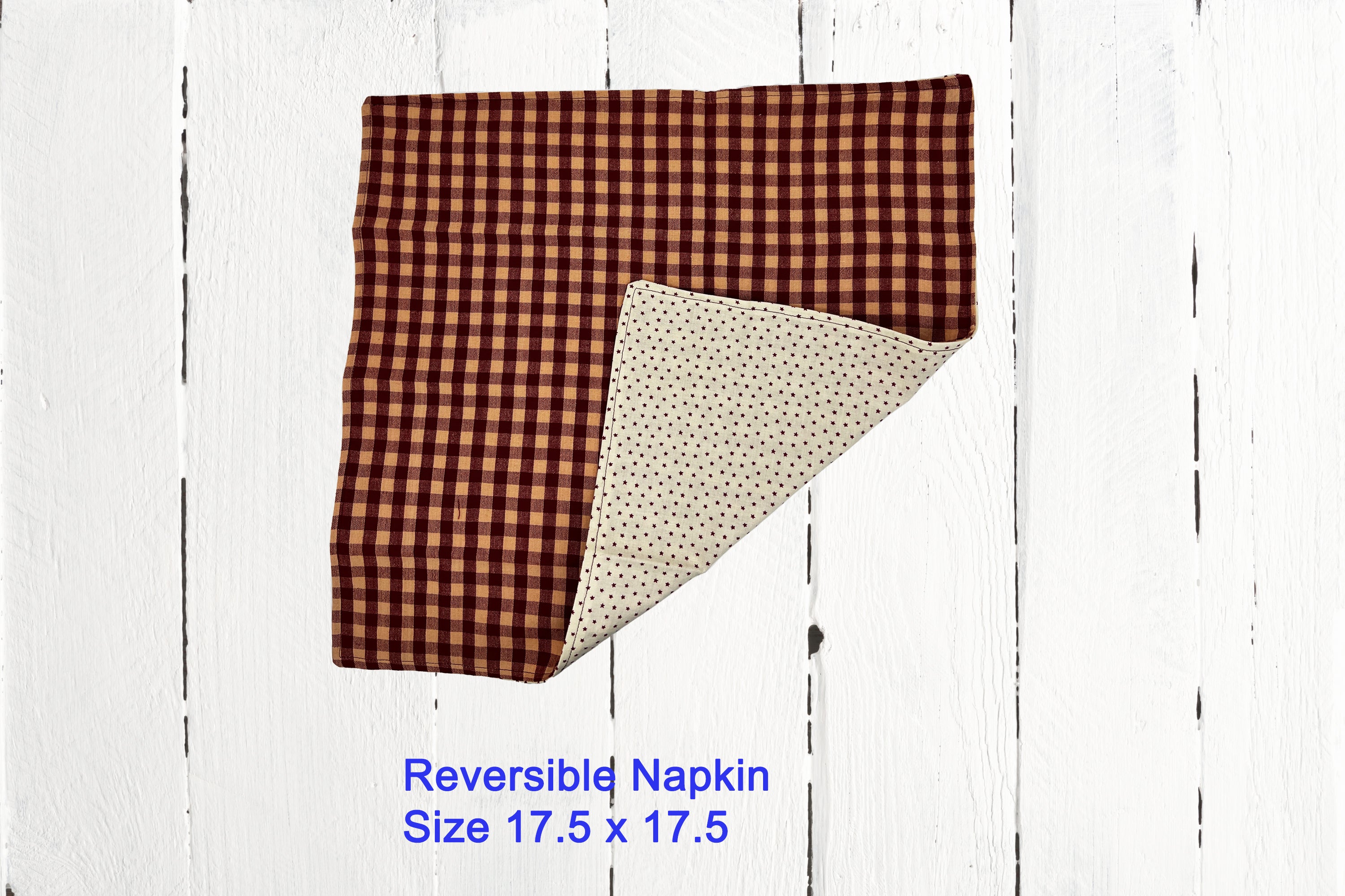 Cloth Dinner Napkins & Placemats Brown Checkered