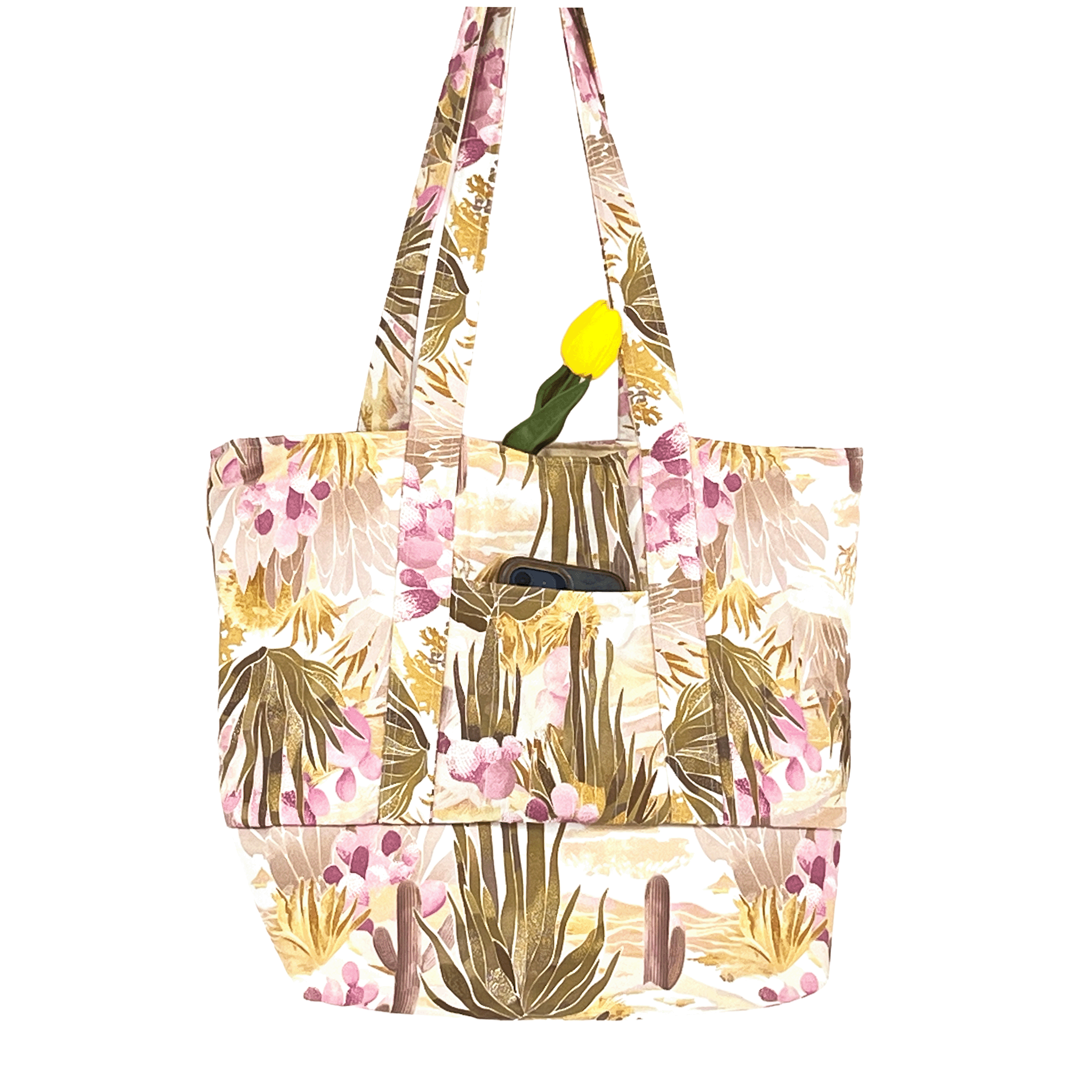 Weekender Bag, Tote Bag, Book Bag or Overnight Bag with Exterior Pockets Painted Desert
