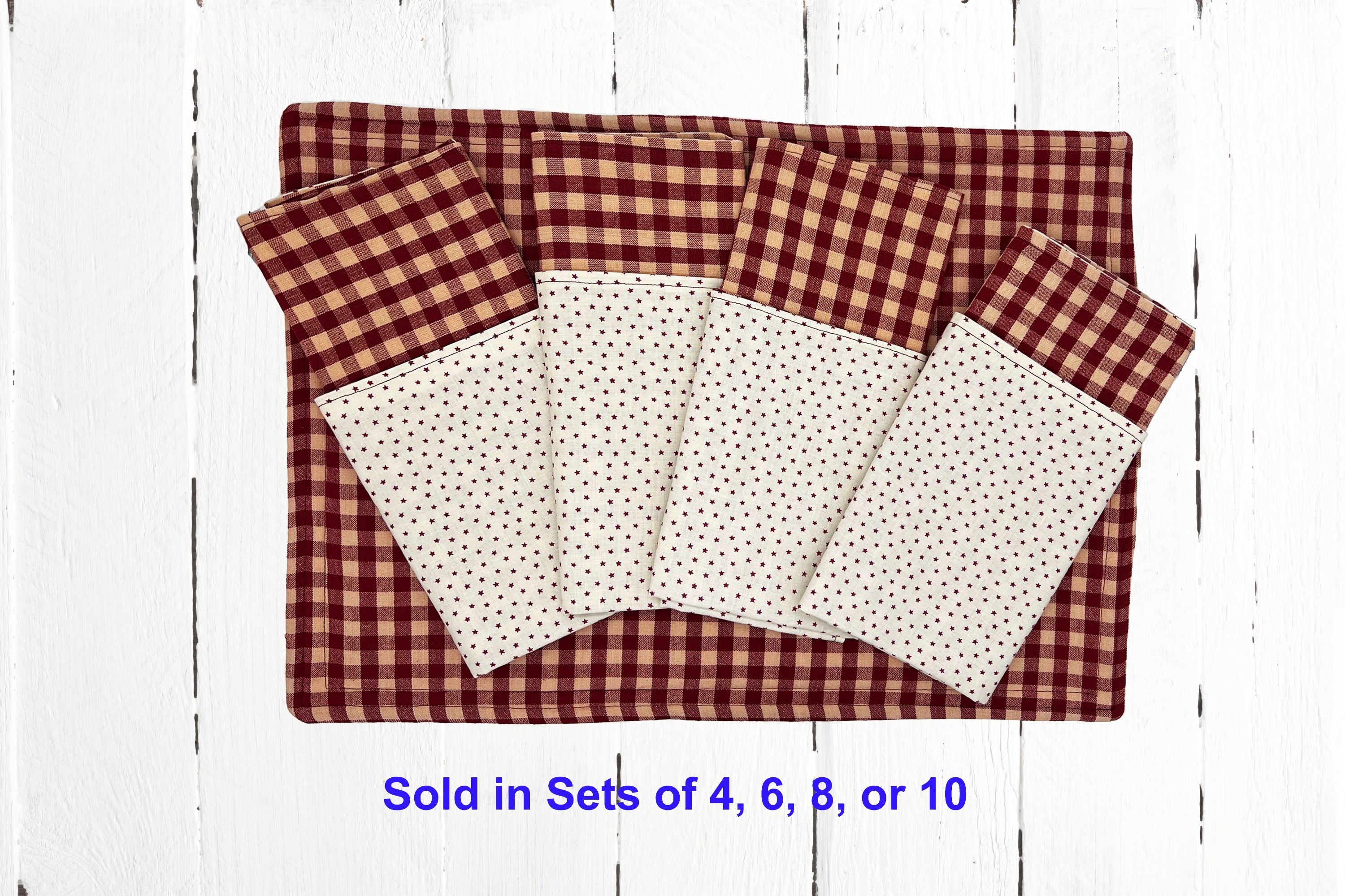 Cloth Dinner Napkins & Placemats Brown Checkered