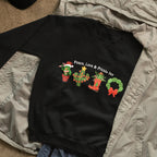 Christmas Sweatshirt Unisex Couples for The Holiday Sizes S - 3XL Peace, Love and Prickly Joy