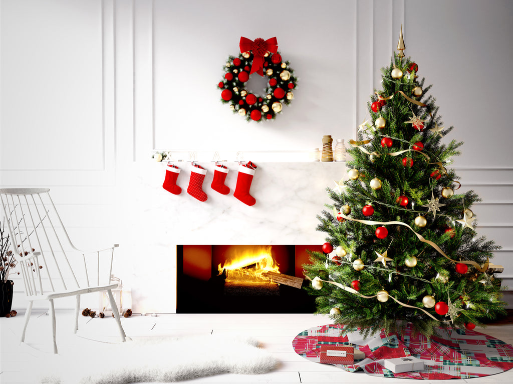 Christmas Tree Skirt Personalized Embroidered Name for Family Red Checker