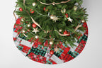 Christmas Tree Skirt Personalized Embroidered Name for Family Red Checker