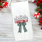 Decorative Embroidered Christmas Kitchen Towel Set of 2 Green Embroidery