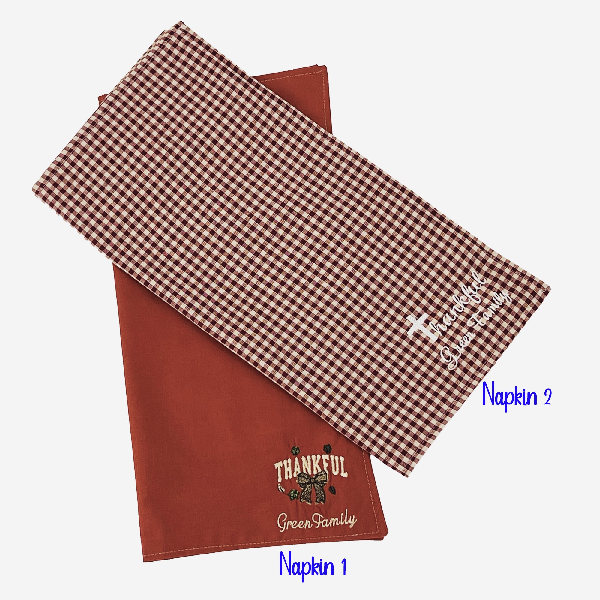 Cloth Napkins Personalized Embroidered Set of 4 Machine Washable Spice Brown