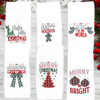 Decorative Embroidered Christmas Kitchen Towel Set of 2 Green Embroidery