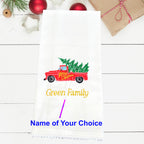 Personalized Embroidered Christmas Kitchen Towel Set of 2 Vintage Truck