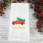 Personalized Embroidered Christmas Kitchen Towel Set of 2 Vintage Truck