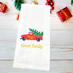 Personalized Embroidered Christmas Kitchen Towel Set of 2 Vintage Truck