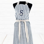 Personalized Apron XXS - 3XL with Pockets Blue White Stripe Unisex