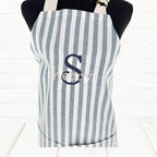 Personalized Apron XXS - 3XL with Pockets Blue White Stripe Unisex