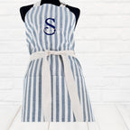 Personalized Apron XXS - 3XL with Pockets Blue White Stripe Unisex