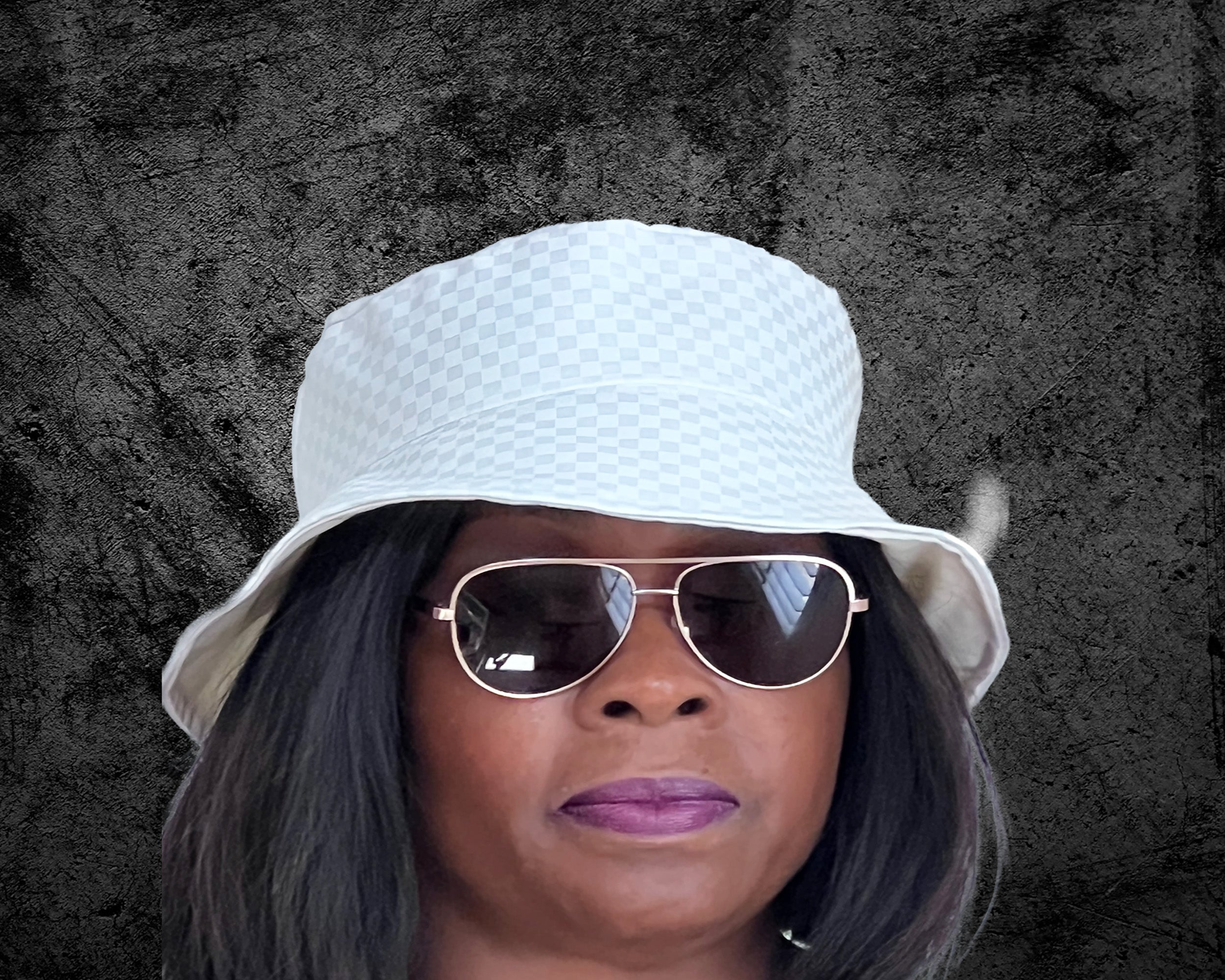 Bucket Hat or Sun Hat Unisex White Checkers