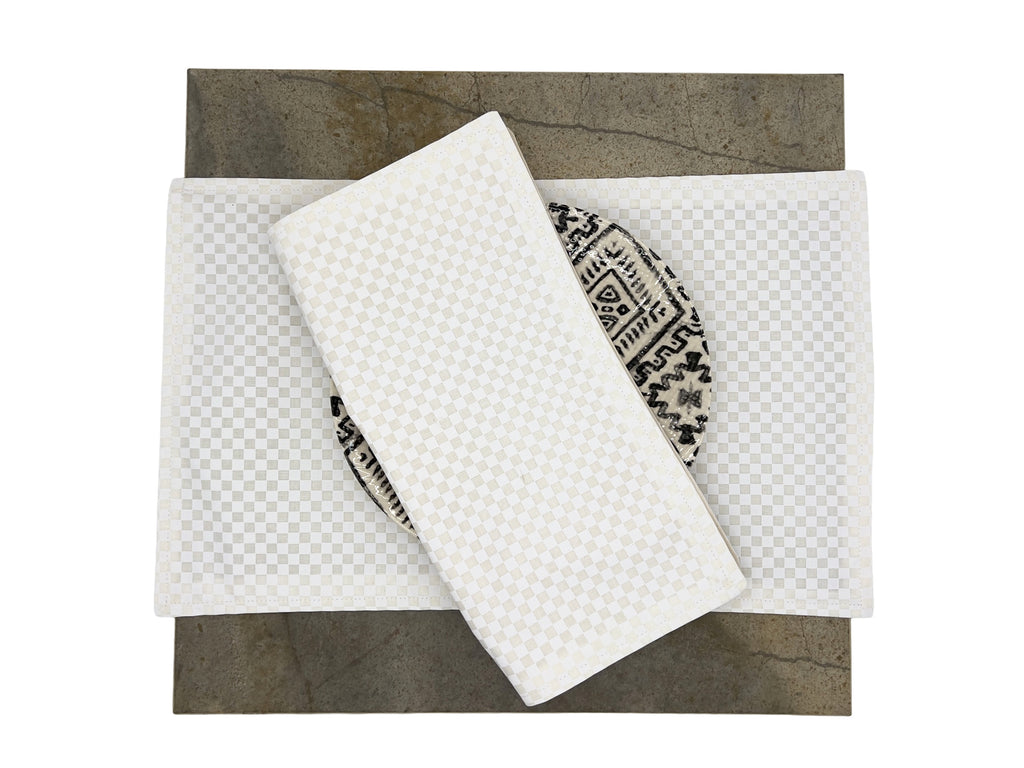 Dinner Napkins and Placemats White Checkers