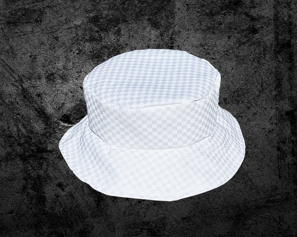 Bucket Hat or Sun Hat Unisex White Checkers