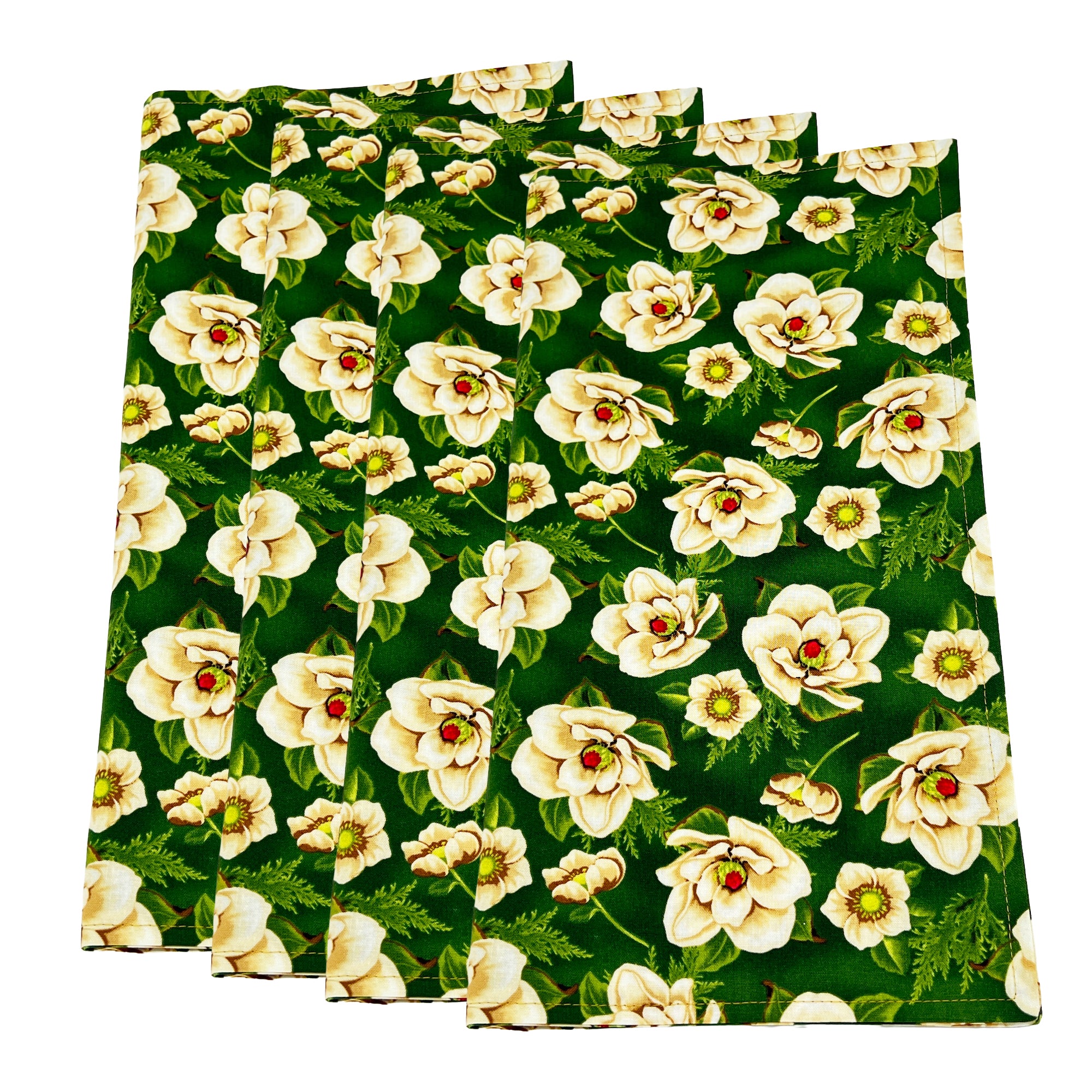 Christmas Holiday Napkins Reusable Made of 100% Cotton Set of 4, 6, 8 or 10 Gold Vintage Flower