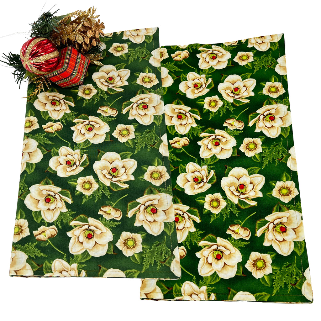 Christmas Holiday Napkins Reusable Made of 100% Cotton Set of 4, 6, 8 or 10 Gold Vintage Flower