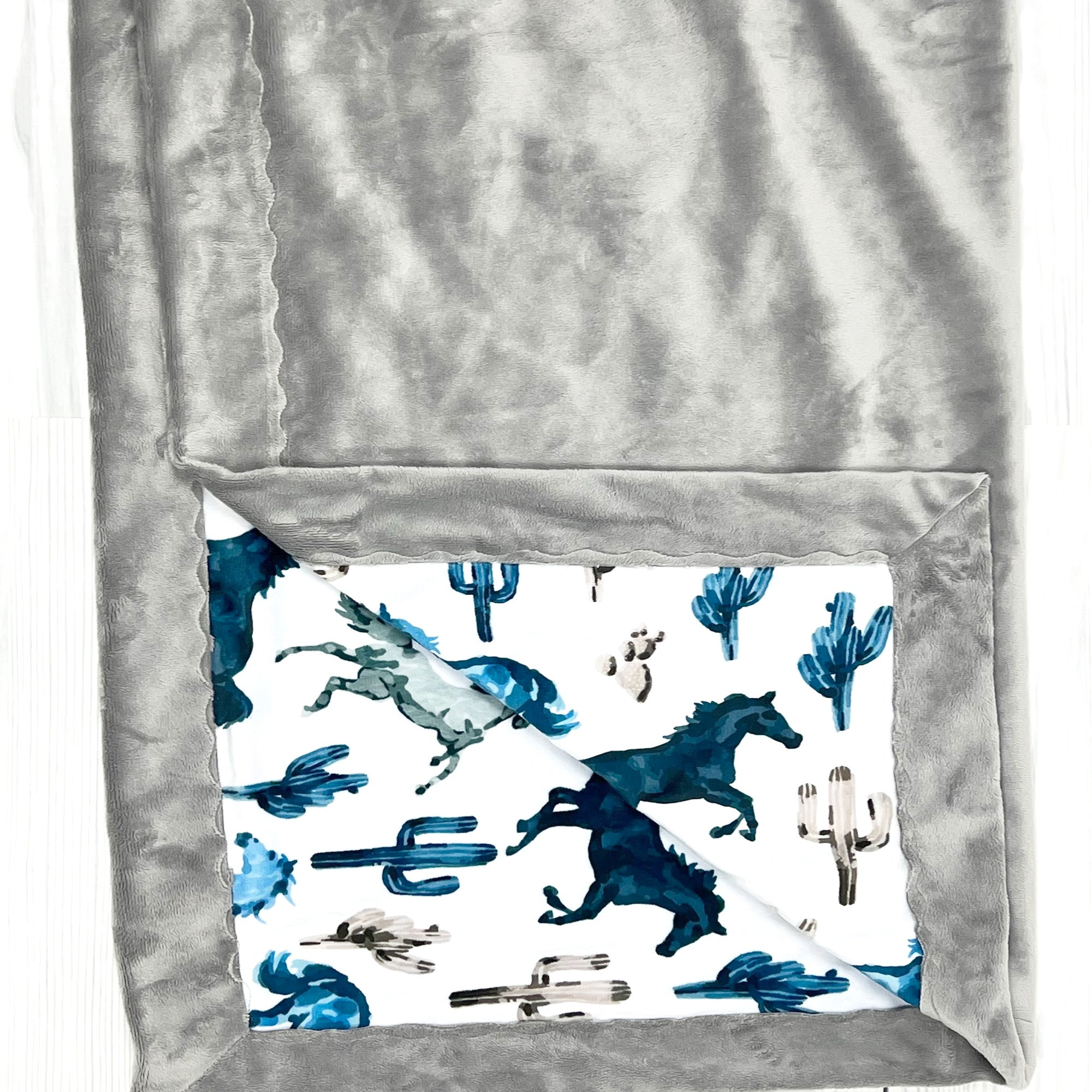 Baby Blanket Personalized Wild Blue Horse