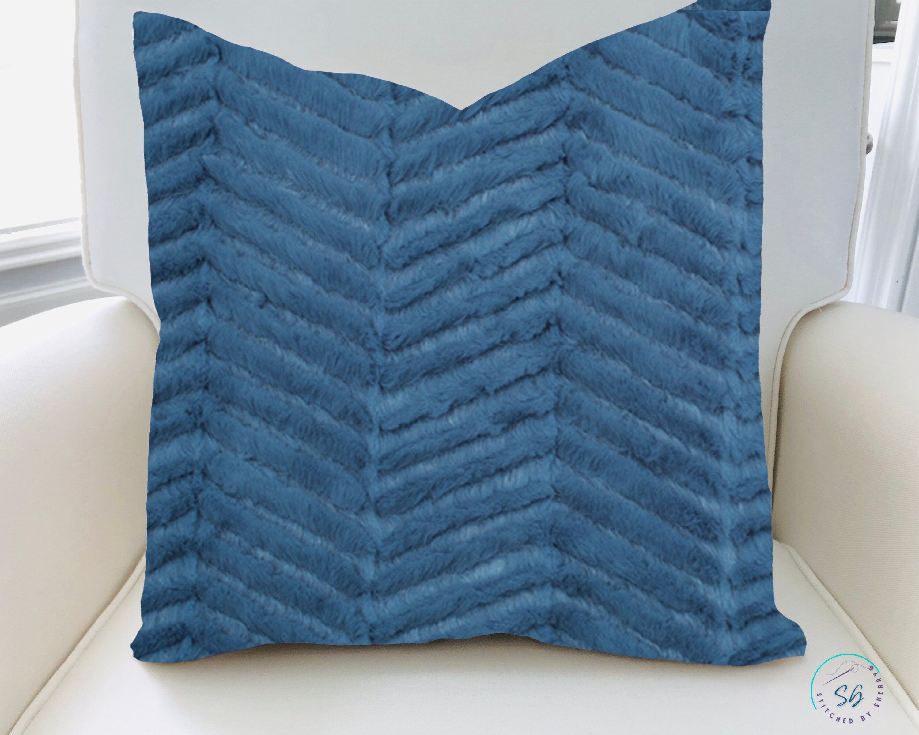 Pillow Cover or Throw Pillow Light Blue Minky