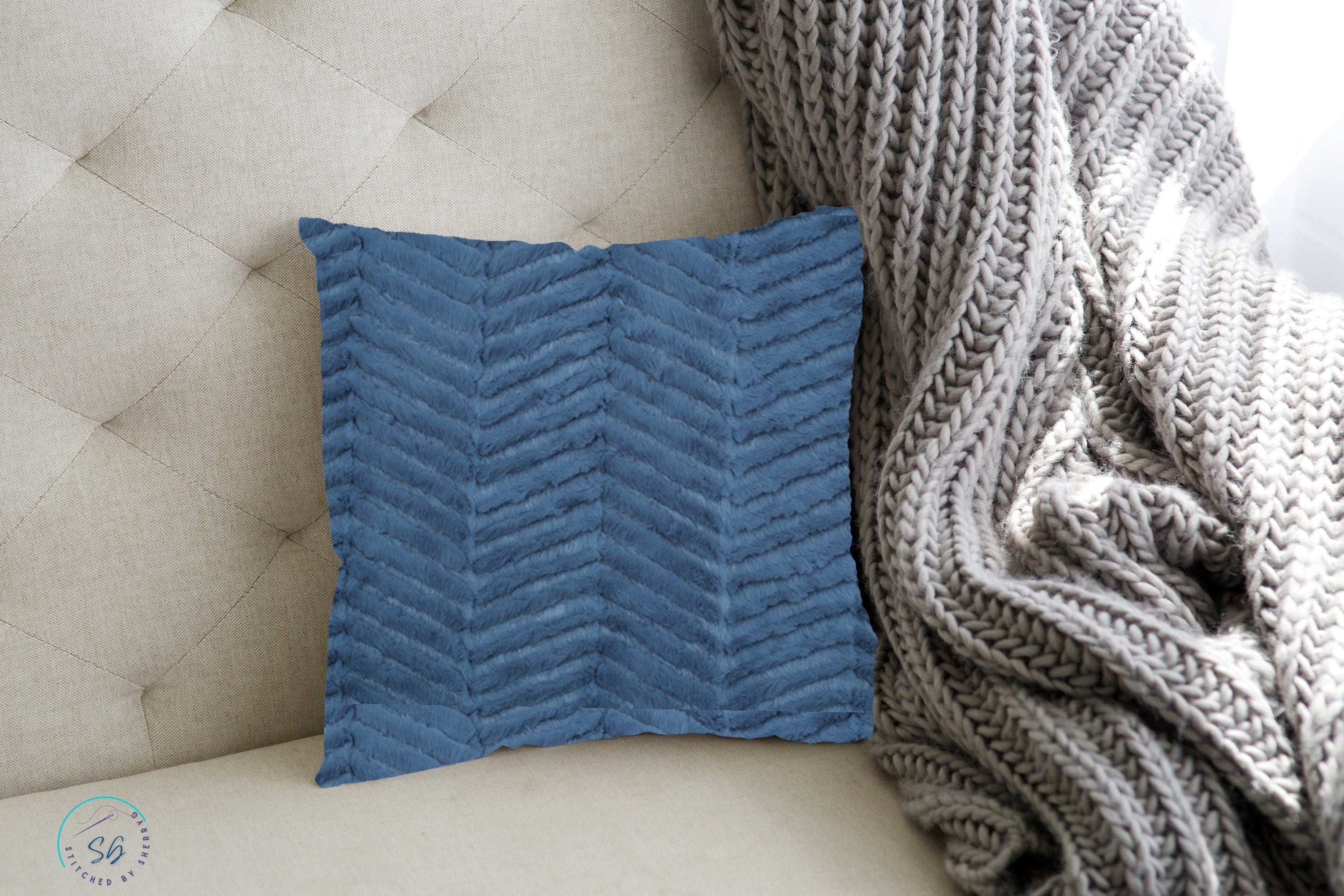 Pillow Cover or Throw Pillow Light Blue Minky