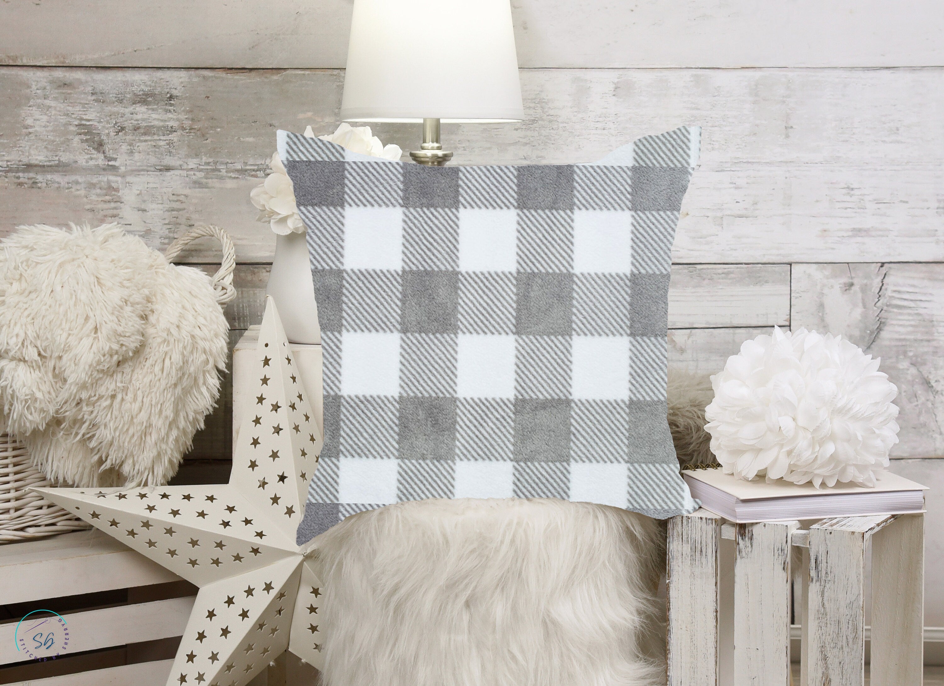 Pillow Cover or Throw Pillow Gray & White Tic Tock
