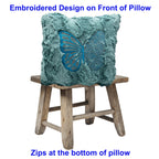 Pillow Cover Personalized Embroidered Mint Turquoise Butterfly