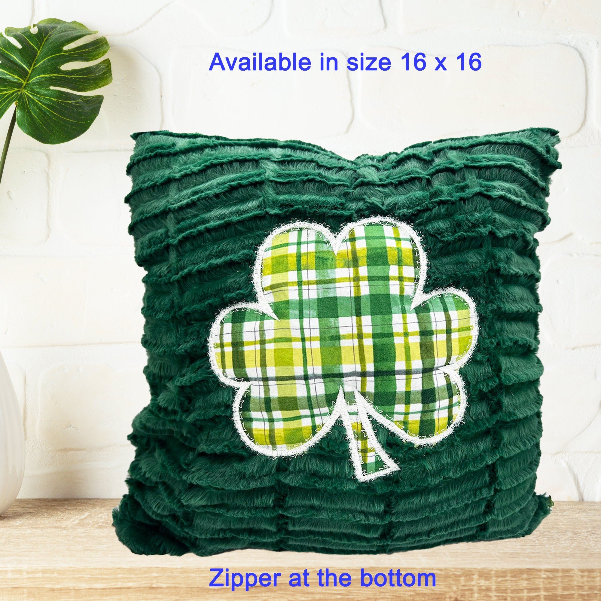 Customized Pillow Cover Shamrock or Clover with White for St. Patrick's Day or Spring