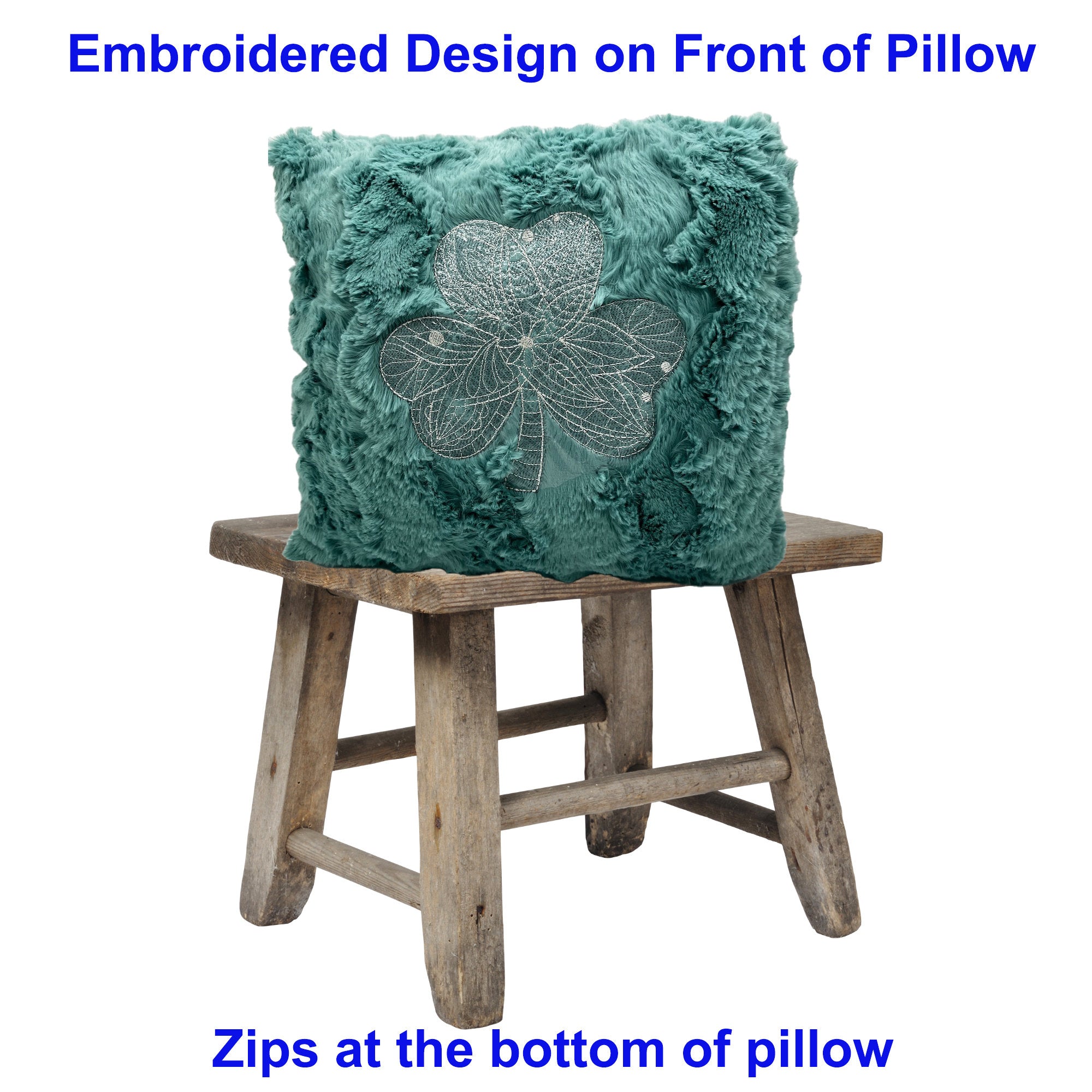 Pillow Cover Personalized Embroidered Mint Shamrock