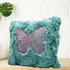 Pillow Cover Personalized Embroidered Mint Pink Butterfly