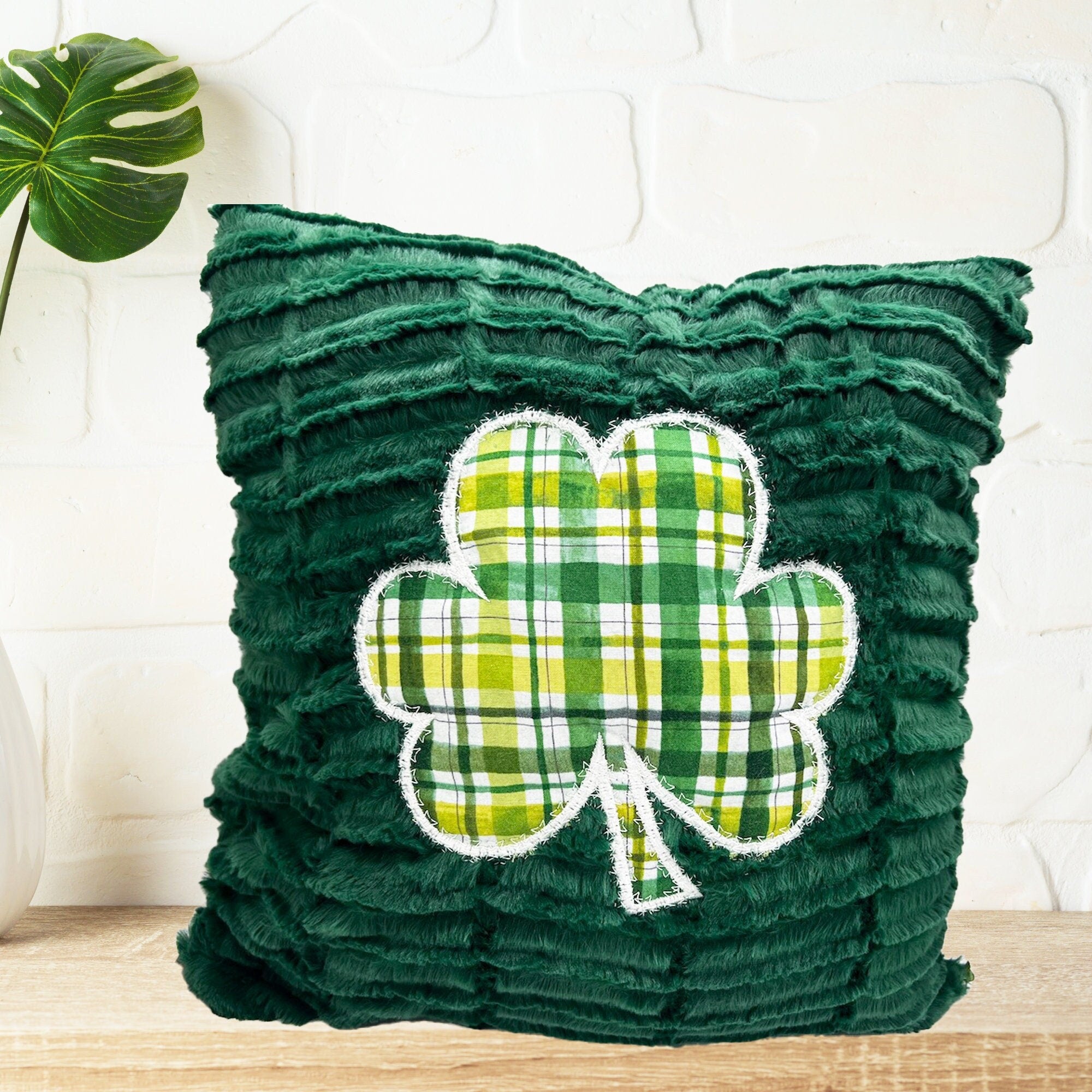 Customized Pillow Cover Shamrock or Clover with White for St. Patrick's Day or Spring