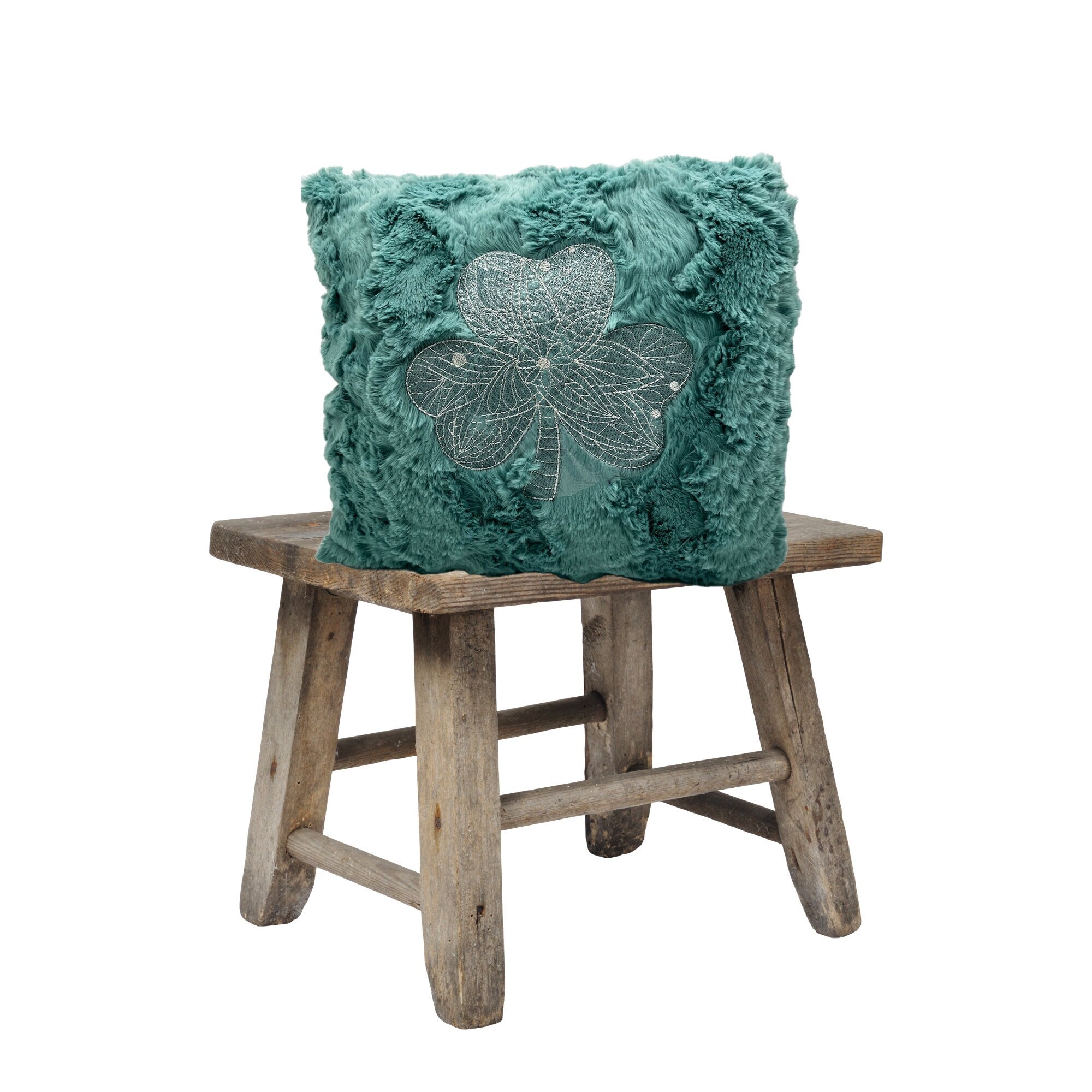 Pillow Cover Personalized Embroidered Mint Shamrock