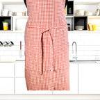 Apron for Adult Including Plus Size with Matching Child Apron Personalized with Embroidery Orange Checkered
