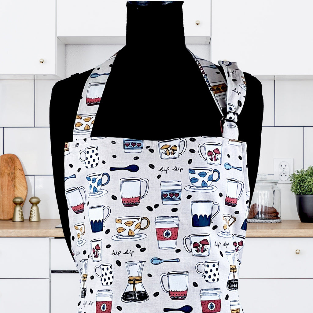 Apron for Adult Including Plus Size with Personalized Embroidery Sip Coffee