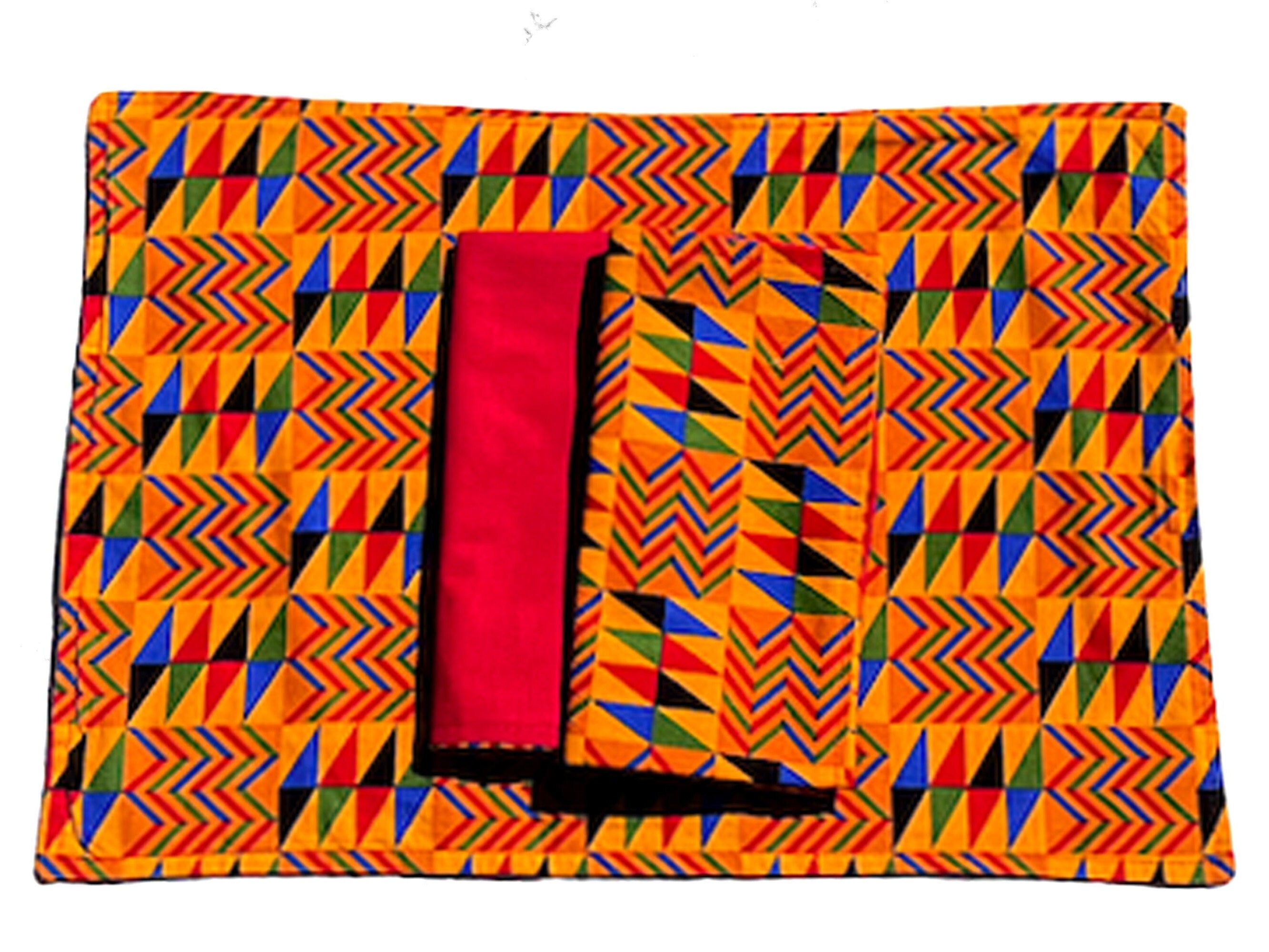 Dinner Napkins and Placemats Multi Color Cultural Print