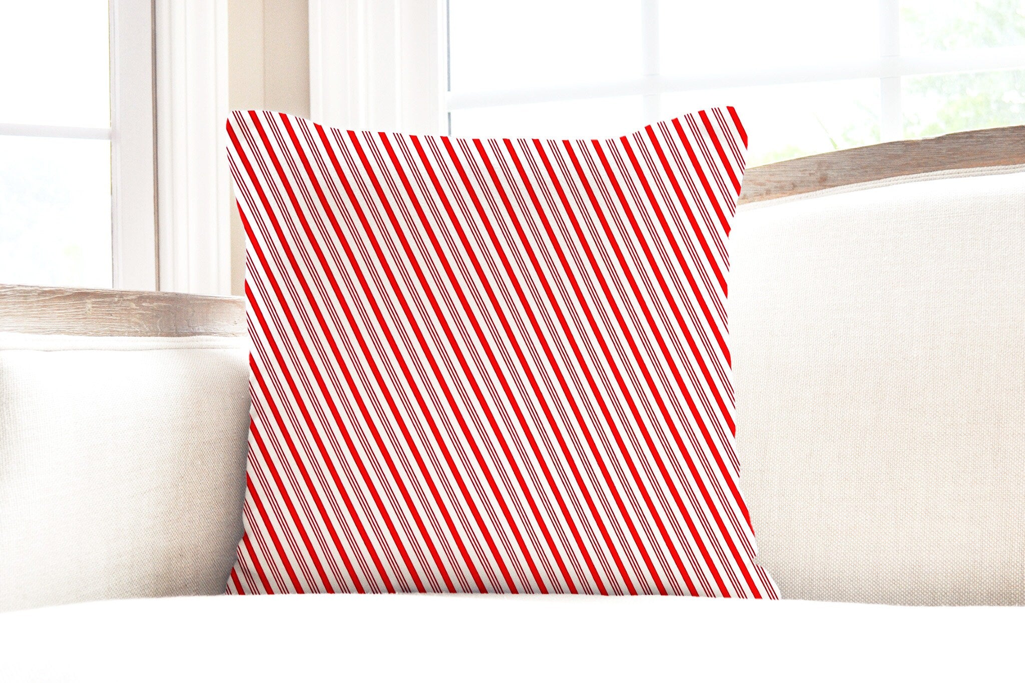Christmas Throw Pillow Cover or Holiday Decorative Pillow Red Candy Cane