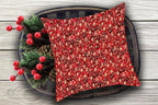 Christmas Throw Pillow Cover or Holiday Decorative Pillow Dark and Light Red Gold Flower Scroll